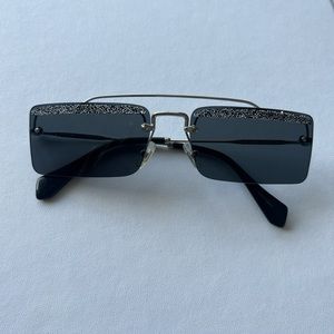 Miu Miu Square Glitter Sunglasses